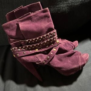 Vegan Suede Purple Platform Boots Size 10